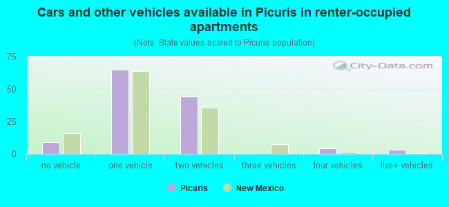 Cars and other vehicles available in Picuris in renter-occupied apartments