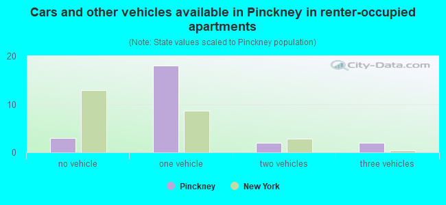 Cars and other vehicles available in Pinckney in renter-occupied apartments