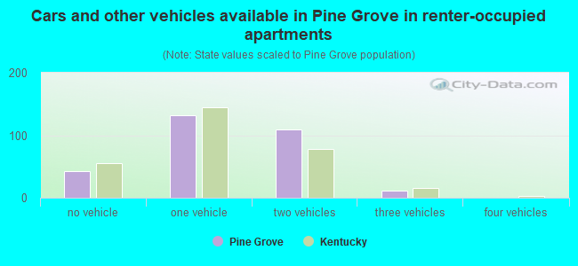 Cars and other vehicles available in Pine Grove in renter-occupied apartments