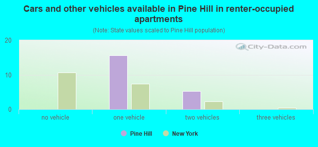 Cars and other vehicles available in Pine Hill in renter-occupied apartments