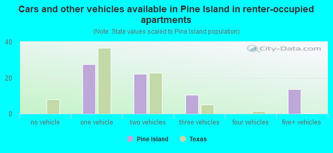 Cars and other vehicles available in Pine Island in renter-occupied apartments