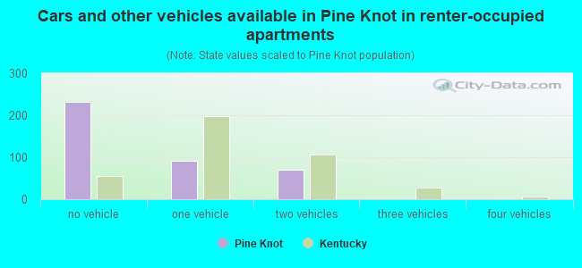 Cars and other vehicles available in Pine Knot in renter-occupied apartments