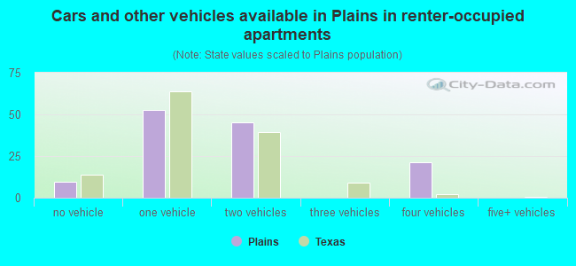 Cars and other vehicles available in Plains in renter-occupied apartments
