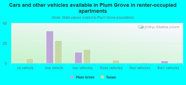 Cars and other vehicles available in Plum Grove in renter-occupied apartments