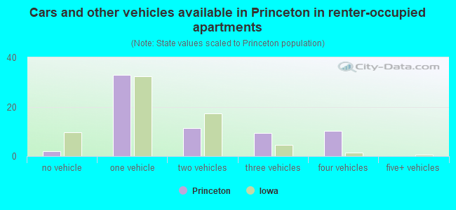 Cars and other vehicles available in Princeton in renter-occupied apartments