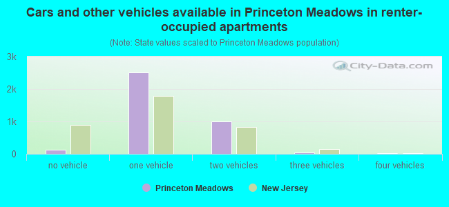 Cars and other vehicles available in Princeton Meadows in renter-occupied apartments