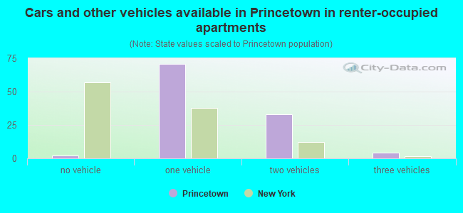 Cars and other vehicles available in Princetown in renter-occupied apartments