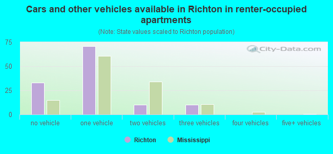 Cars and other vehicles available in Richton in renter-occupied apartments