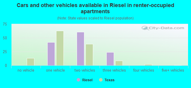 Cars and other vehicles available in Riesel in renter-occupied apartments