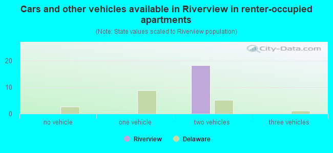 Cars and other vehicles available in Riverview in renter-occupied apartments