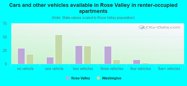 Cars and other vehicles available in Rose Valley in renter-occupied apartments