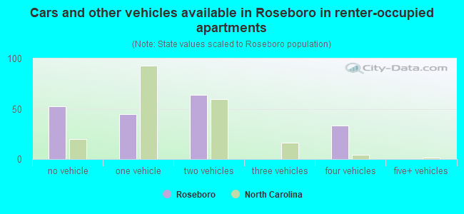 Cars and other vehicles available in Roseboro in renter-occupied apartments
