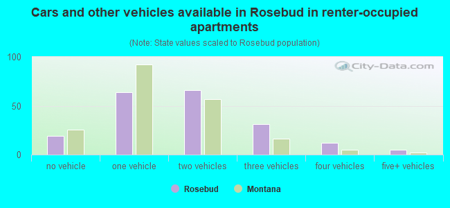 Cars and other vehicles available in Rosebud in renter-occupied apartments