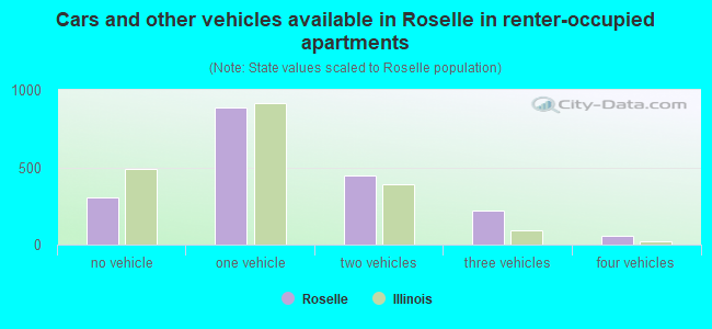 Cars and other vehicles available in Roselle in renter-occupied apartments