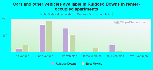 Cars and other vehicles available in Ruidoso Downs in renter-occupied apartments