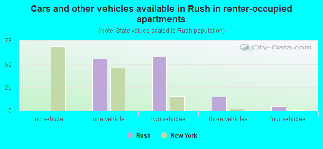 Cars and other vehicles available in Rush in renter-occupied apartments