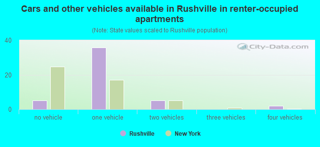 Cars and other vehicles available in Rushville in renter-occupied apartments