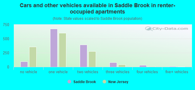 Cars and other vehicles available in Saddle Brook in renter-occupied apartments