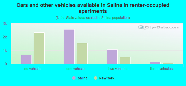 Cars and other vehicles available in Salina in renter-occupied apartments