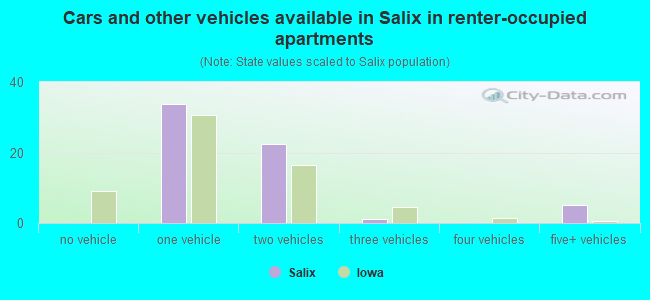 Cars and other vehicles available in Salix in renter-occupied apartments