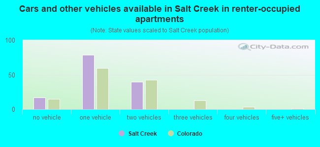 Cars and other vehicles available in Salt Creek in renter-occupied apartments