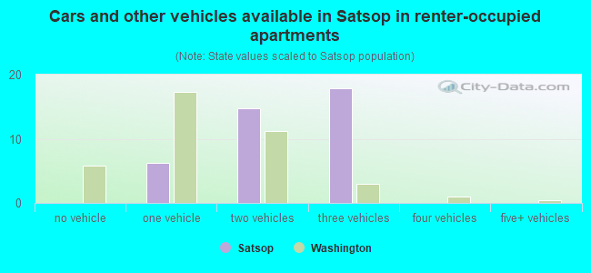 Cars and other vehicles available in Satsop in renter-occupied apartments