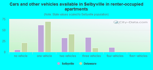 Cars and other vehicles available in Selbyville in renter-occupied apartments