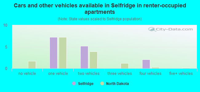 Cars and other vehicles available in Selfridge in renter-occupied apartments