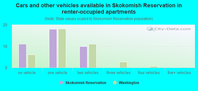 Cars and other vehicles available in Skokomish Reservation in renter-occupied apartments