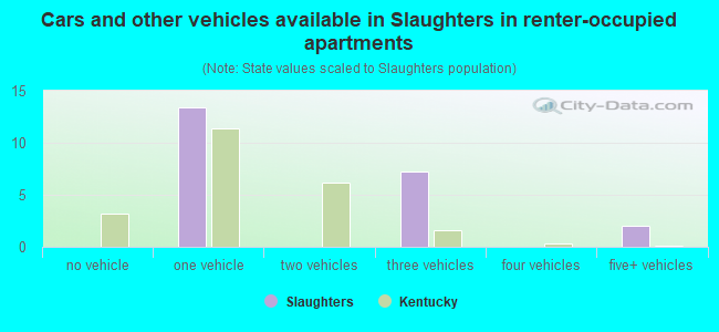 Cars and other vehicles available in Slaughters in renter-occupied apartments