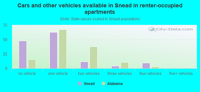 Cars and other vehicles available in Snead in renter-occupied apartments