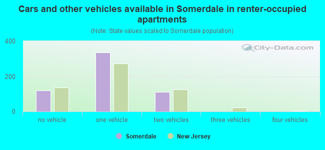 Cars and other vehicles available in Somerdale in renter-occupied apartments