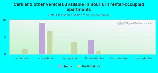 Cars and other vehicles available in Souris in renter-occupied apartments