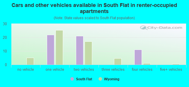 Cars and other vehicles available in South Flat in renter-occupied apartments