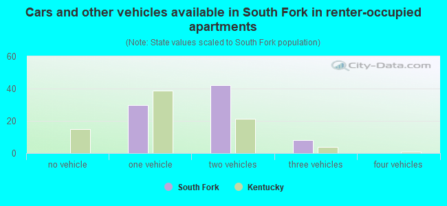 Cars and other vehicles available in South Fork in renter-occupied apartments