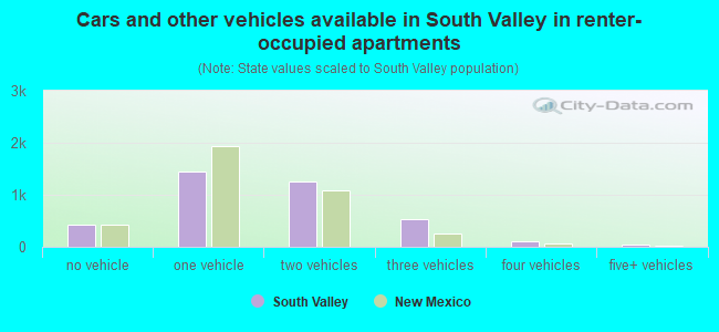 Cars and other vehicles available in South Valley in renter-occupied apartments