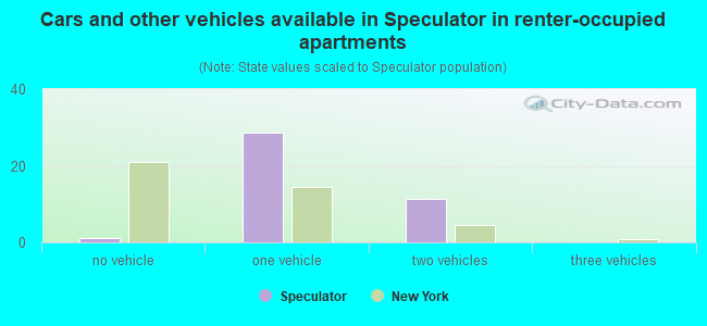 Cars and other vehicles available in Speculator in renter-occupied apartments