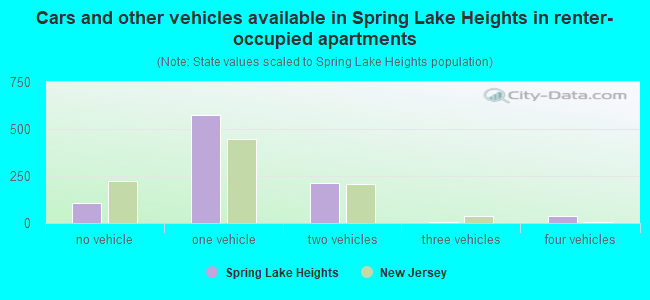Cars and other vehicles available in Spring Lake Heights in renter-occupied apartments