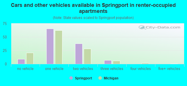 Cars and other vehicles available in Springport in renter-occupied apartments