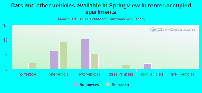 Cars and other vehicles available in Springview in renter-occupied apartments