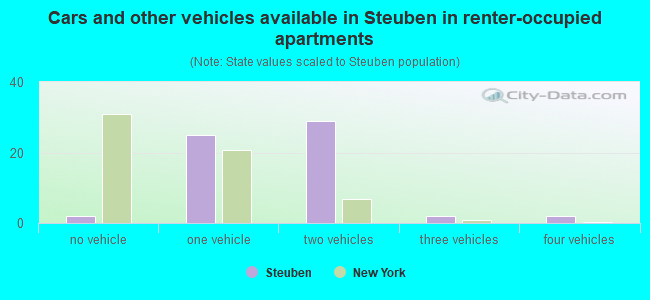 Cars and other vehicles available in Steuben in renter-occupied apartments