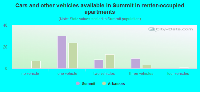 Cars and other vehicles available in Summit in renter-occupied apartments