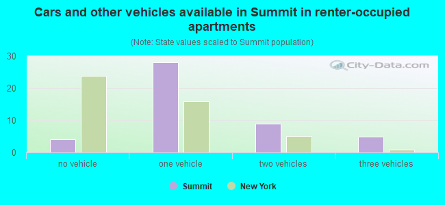 Cars and other vehicles available in Summit in renter-occupied apartments