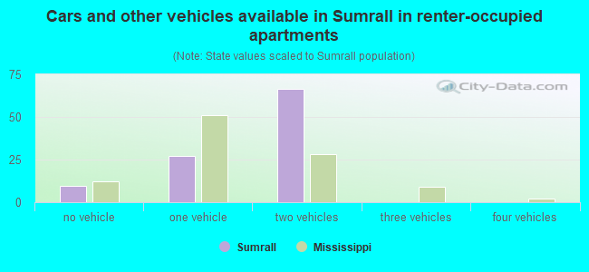Cars and other vehicles available in Sumrall in renter-occupied apartments