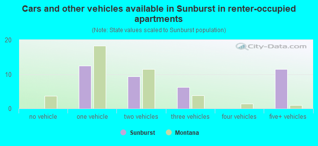 Cars and other vehicles available in Sunburst in renter-occupied apartments