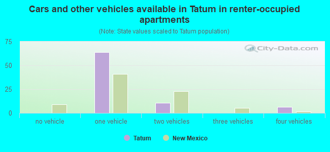Cars and other vehicles available in Tatum in renter-occupied apartments
