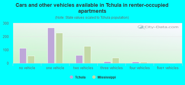 Cars and other vehicles available in Tchula in renter-occupied apartments