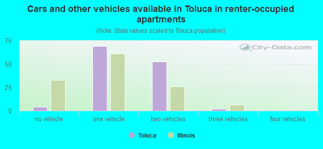 Cars and other vehicles available in Toluca in renter-occupied apartments