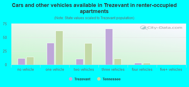 Cars and other vehicles available in Trezevant in renter-occupied apartments