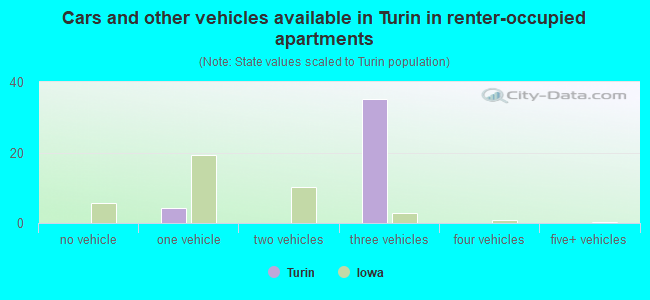 Cars and other vehicles available in Turin in renter-occupied apartments